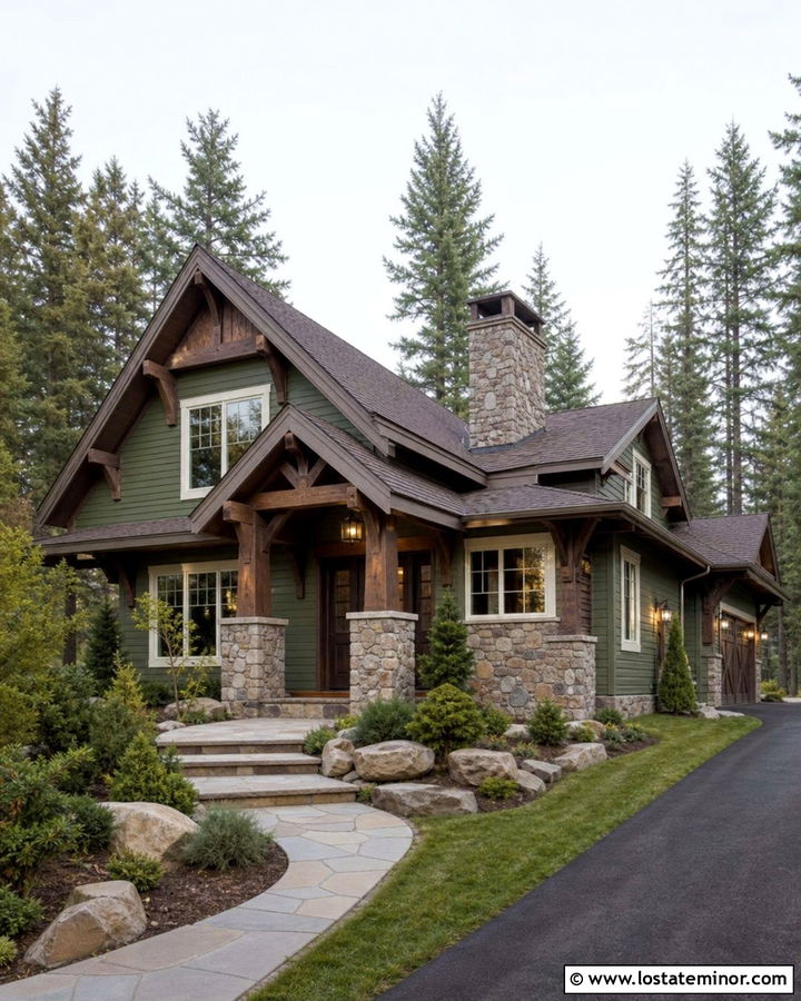 Moss Green House With Espresso Entry Door - 30 Moss Green House Design With Entry Door Ideas