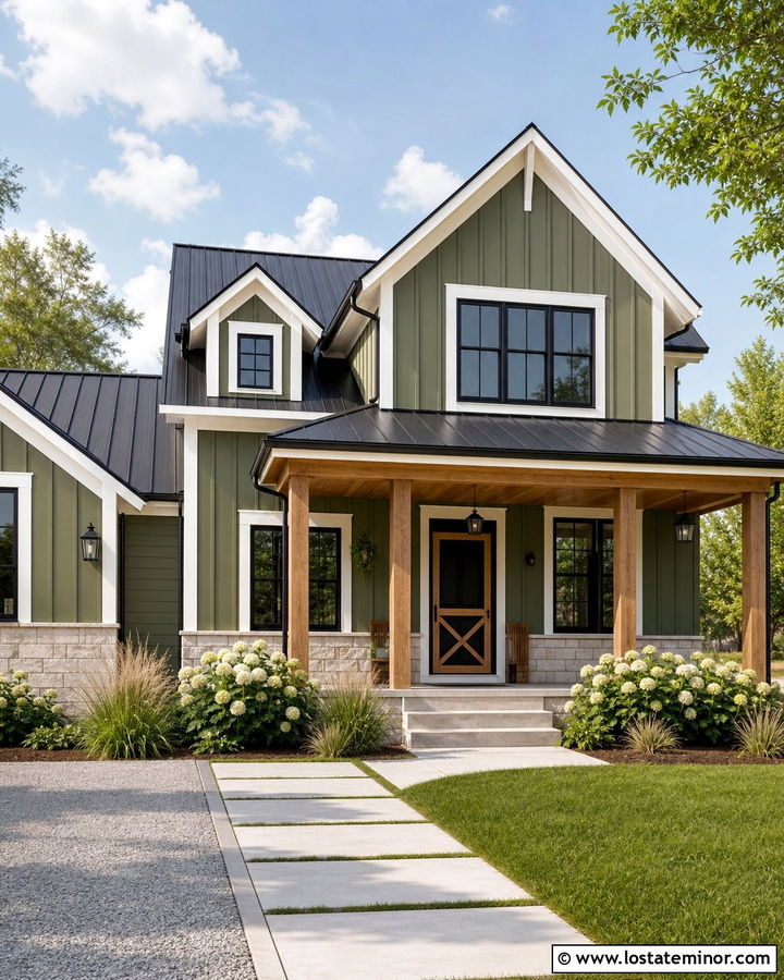 Moss Green House With Farmhouse Screen Door - 30 Moss Green House Design With Screen Door Ideas