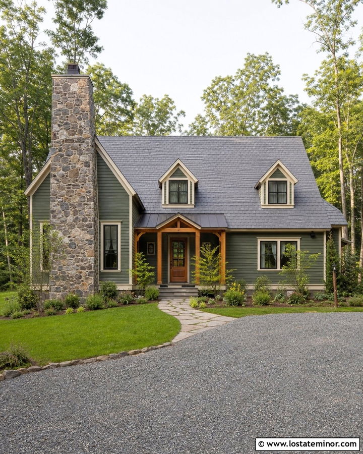 Moss Green House With Fieldstone Chimney - 30 Moss Green House Design With Chimney Ideas
