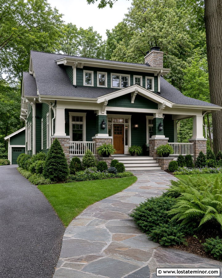 Moss Green House With Flagstone Walkway - 30 Moss Green House Design With Walkway Ideas