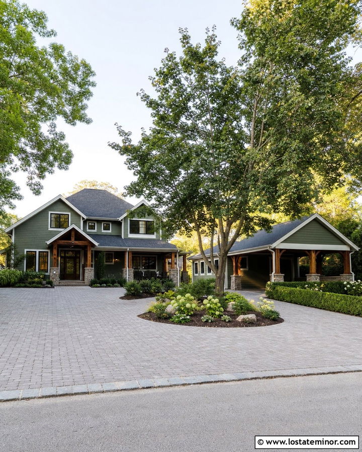 Moss Green House With Freestanding Double Carport - 30 Moss Green House Design With Carport Ideas