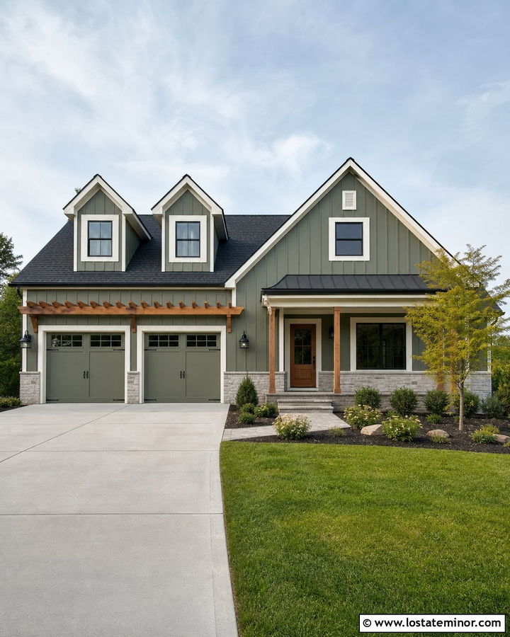 Moss Green House With Garage Dormers - 30 Moss Green House Design With Dormers Ideas