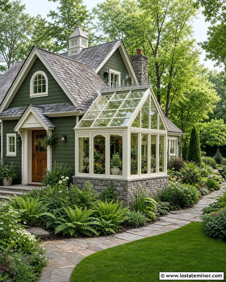 Moss Green House With Garden Sunroom - 30 Moss Green House Design With Sunroom Ideas