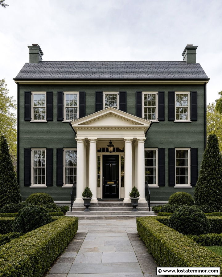 Moss Green House With Georgian Portico - 30 Moss Green House Design With Portico Ideas