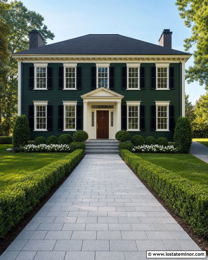 Moss Green House With Granite Paver Walkway - 30 Moss Green House Design With Walkway Ideas