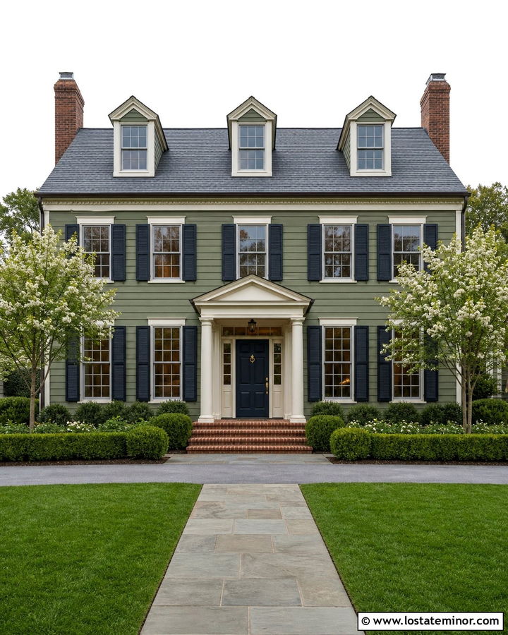 Moss Green House With Gray Window Frames - 30 Moss Green House Design With Window Frames Ideas