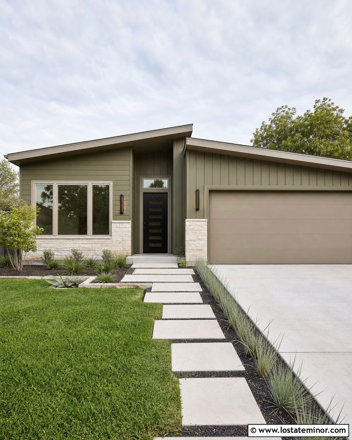 Moss Green House With Greige Window Frames - 30 Moss Green House Design With Window Frames Ideas