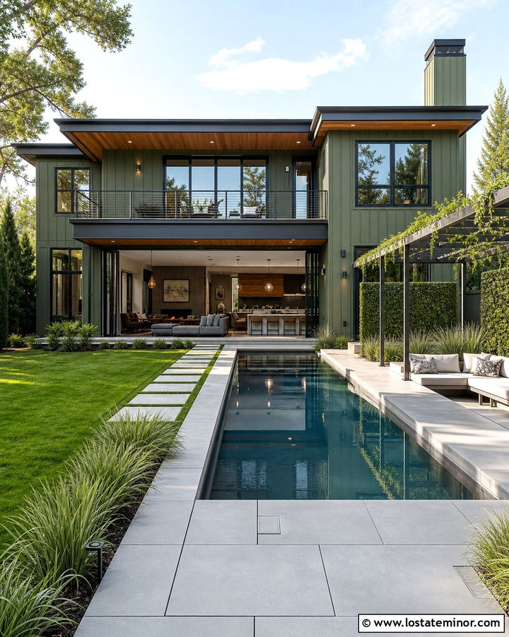 Moss Green House With Indoor Outdoor Pool - 30 Moss Green House Design With Swimming Pool Ideas