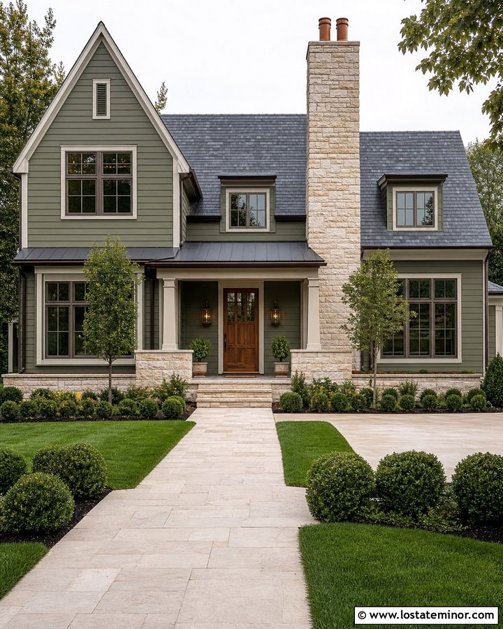 Moss Green House With Limestone Chimney - 30 Moss Green House Design With Chimney Ideas