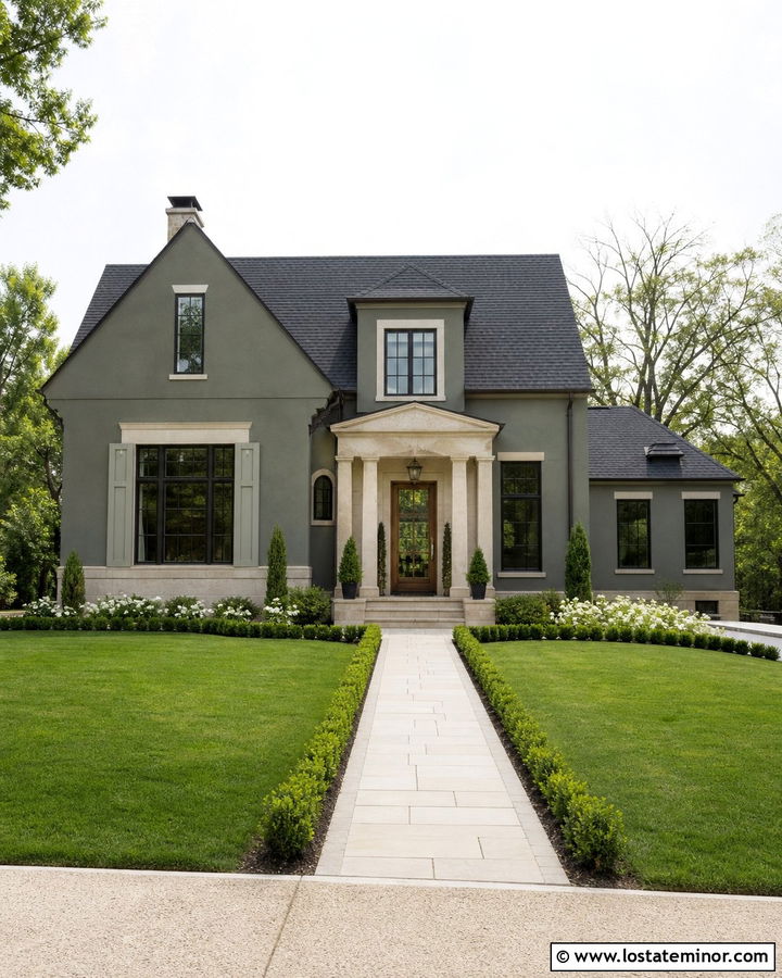 Moss Green House With Limestone Portico - 30 Moss Green House Design With Portico Ideas