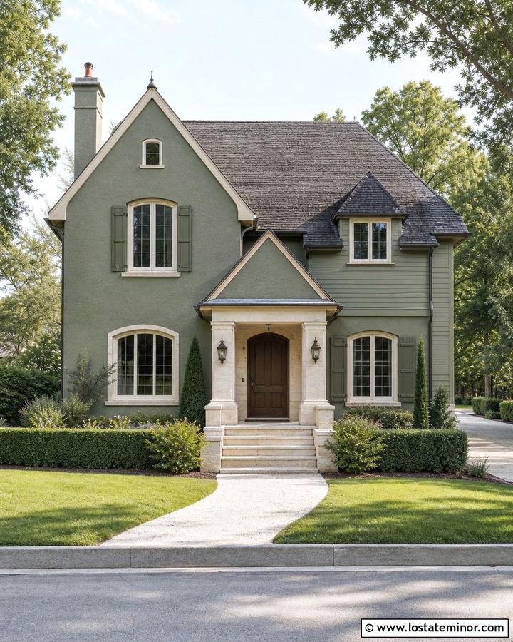 Moss Green House With Limestone Steps - 30 Moss Green House Design With Steps Ideas