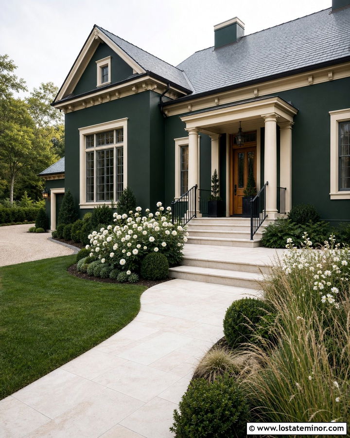 Moss Green House With Limestone Walkway - 30 Moss Green House Design With Walkway Ideas