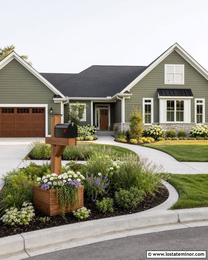 Moss Green House With Mailbox Planter - 30 Moss Green House Design With Mailbox Ideas