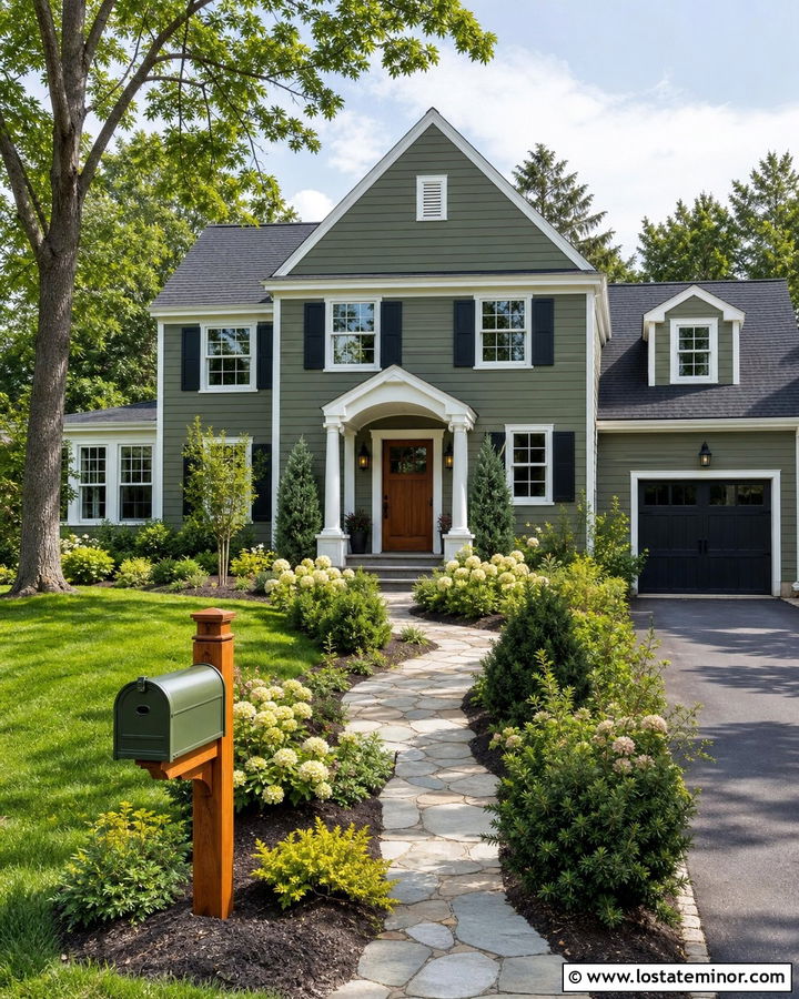Moss Green House With Matching Green Mailbox - 30 Moss Green House Design With Mailbox Ideas