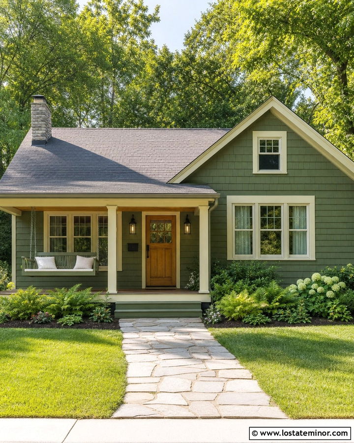 Moss Green House With Matching Green Swing - 30 Moss Green House Design With Swing Ideas