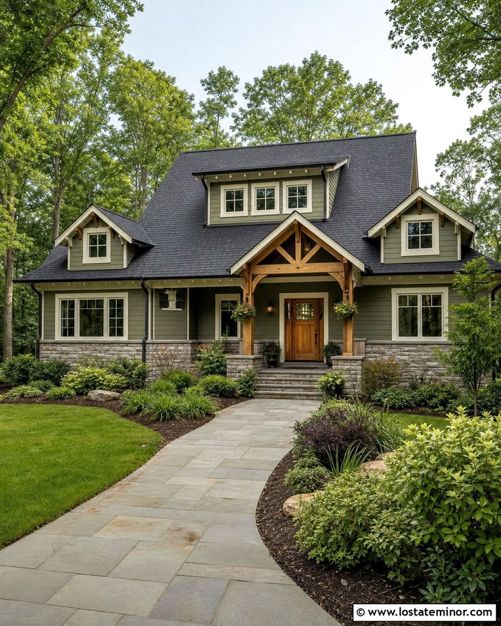 Moss Green House With Mixed Dormer Shapes - 30 Moss Green House Design With Dormers Ideas