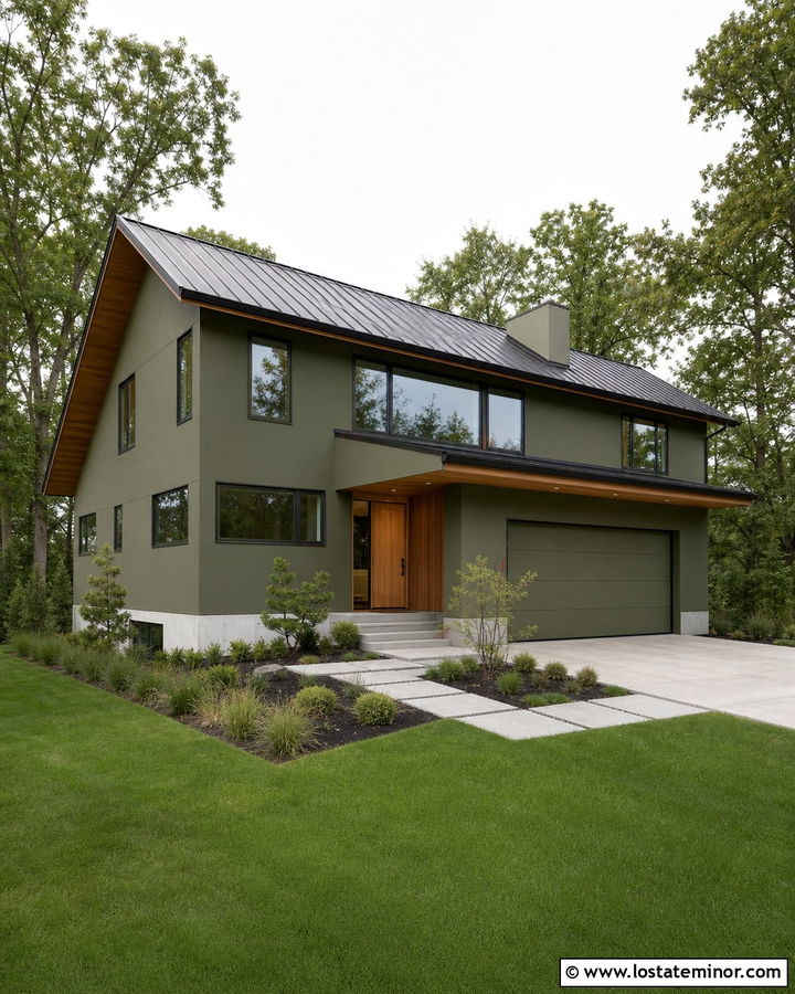 Moss Green House With Modern Window Trim - 30 Moss Green House Design With Window Frames Ideas