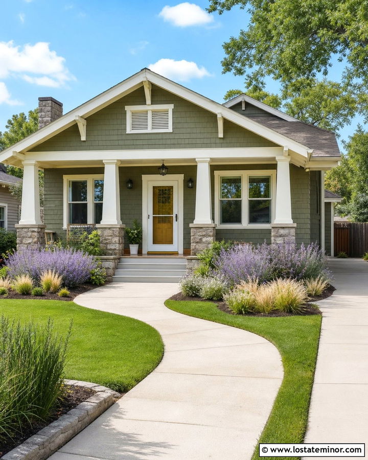 Moss Green House With Mustard Door And White Storm Door - 30 Moss Green House Design With Storm Door Ideas
