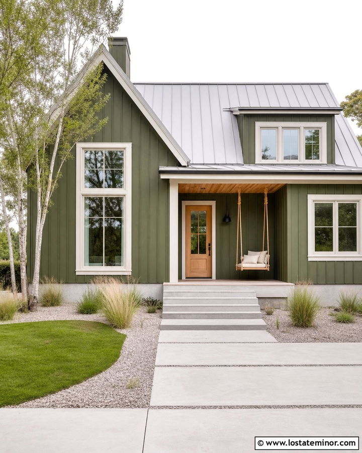 Moss Green House With Natural Oak Swing - 30 Moss Green House Design With Swing Ideas