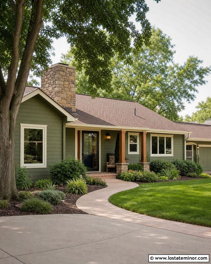 Moss Green House With Navy Door And Bronze Storm Door - 30 Moss Green House Design With Storm Door Ideas