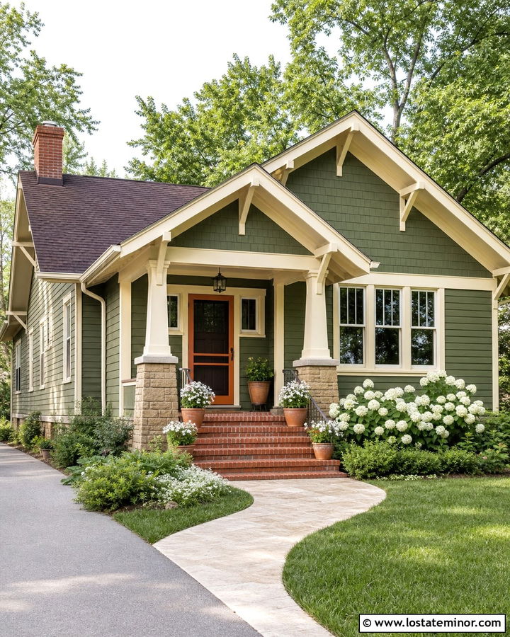 Moss Green House With Orange Screen Door - 30 Moss Green House Design With Screen Door Ideas