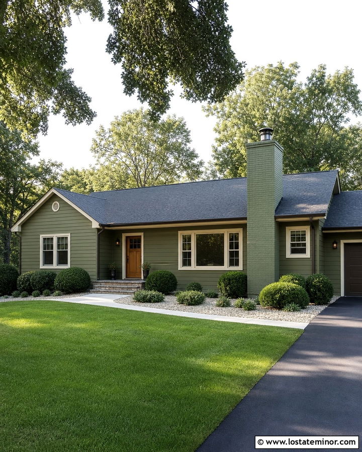 Moss Green House With Painted Chimney - 30 Moss Green House Design With Chimney Ideas