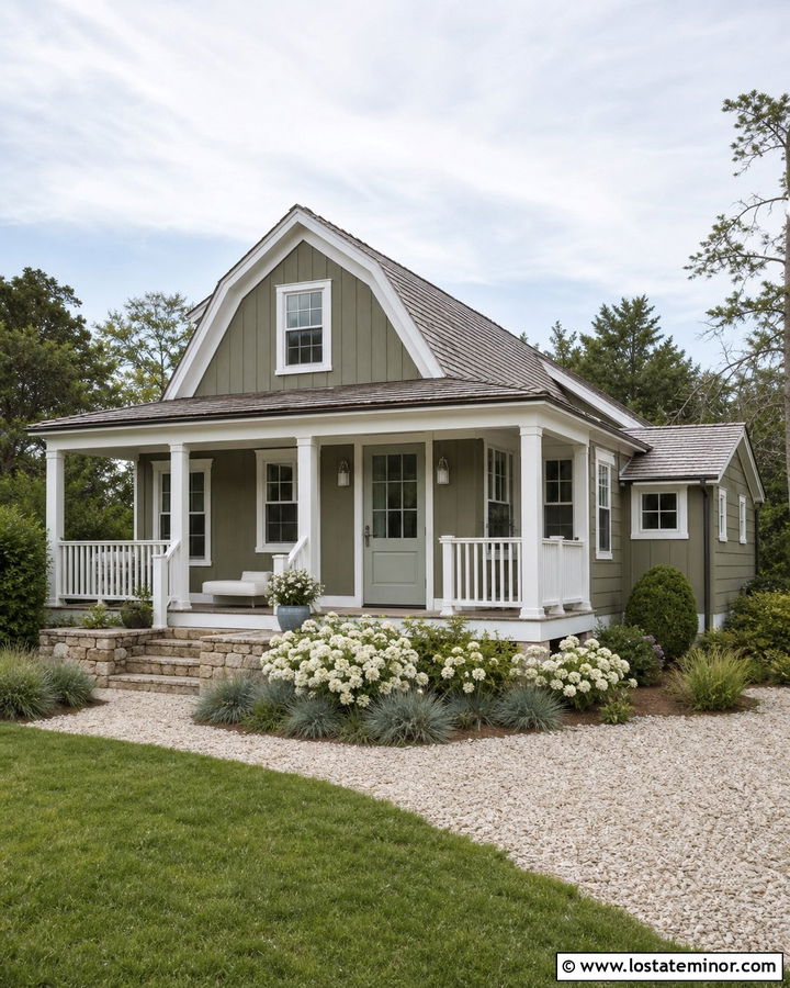Moss Green House With Pale Mint Entry Door - 30 Moss Green House Design With Entry Door Ideas