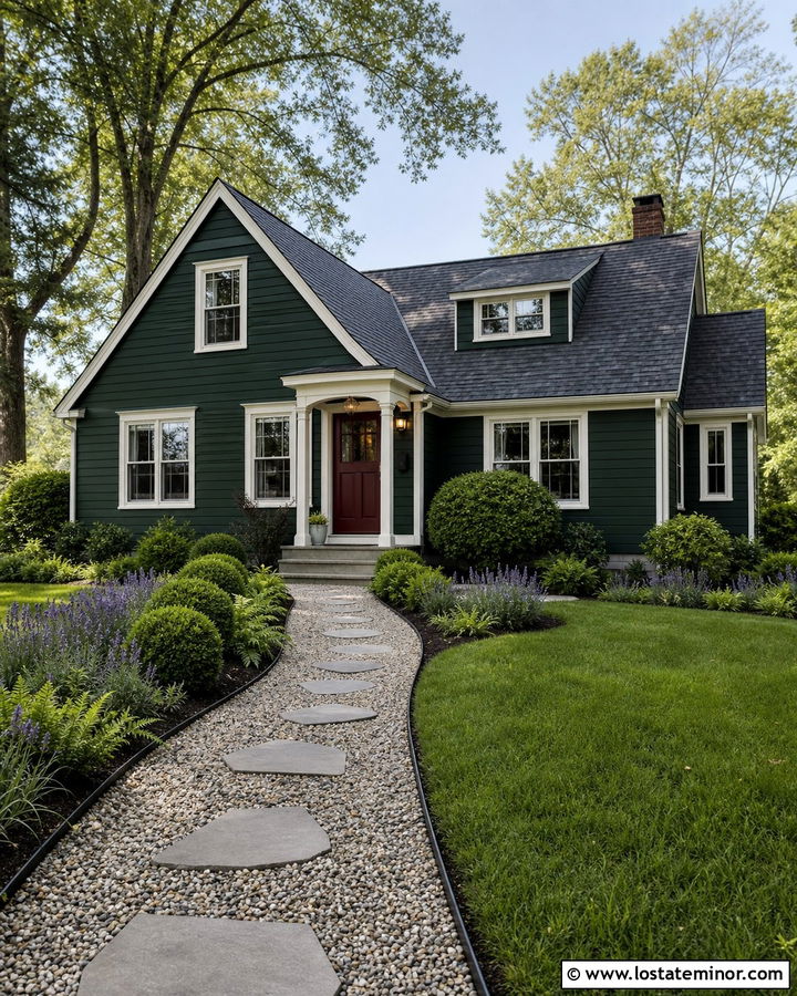 Moss Green House With Pea Gravel Walkway - 30 Moss Green House Design With Walkway Ideas