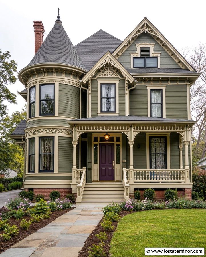 Moss Green House With Plum Entry Door - 30 Moss Green House Design With Entry Door Ideas