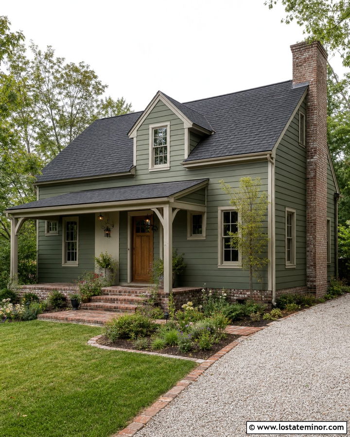 Moss Green House With Reclaimed Brick Accents - 30 Moss Green House Design With Brick Accents Ideas