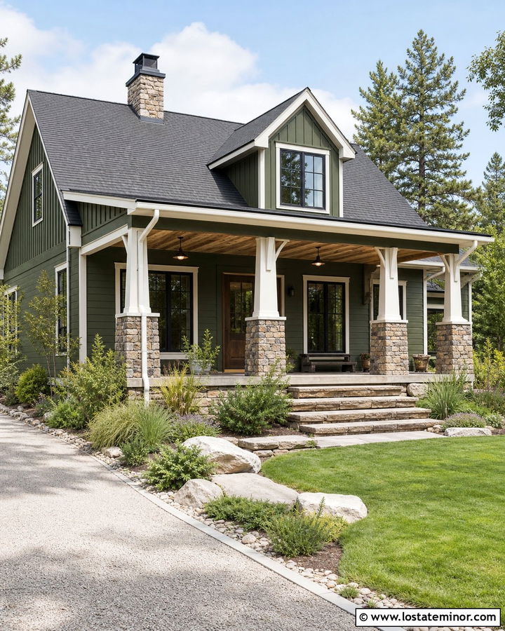 Moss Green House With Reclaimed Wood Porch Ceiling - 30 Moss Green House Design With Porch Ceiling Ideas