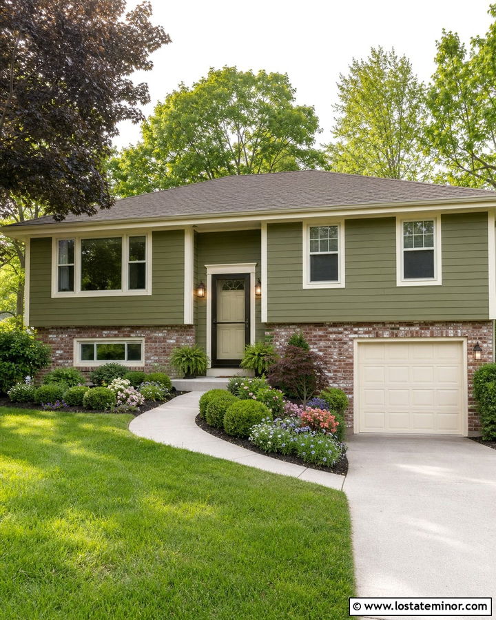 Moss Green House With Red Brick And Bronze Storm Door - 30 Moss Green House Design With Storm Door Ideas