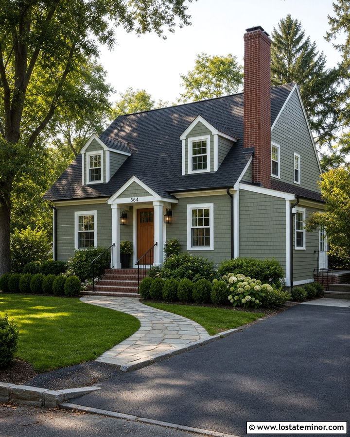 Moss Green House With Red Brick Chimney - 30 Moss Green House Design With Chimney Ideas