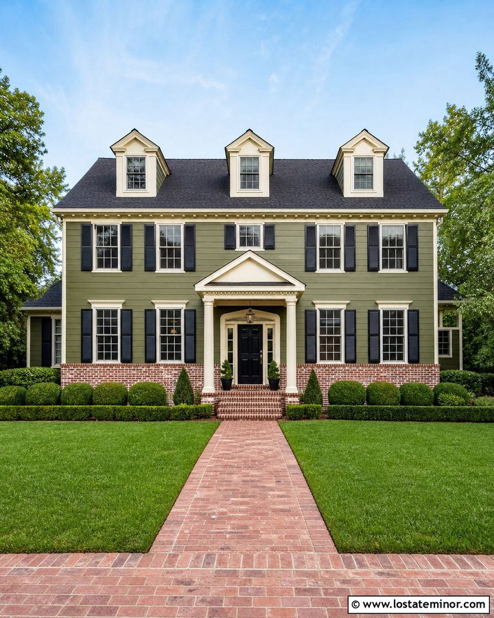 Moss Green House With Red Brick Wainscoting - 30 Moss Green House Design With Wainscoting Ideas