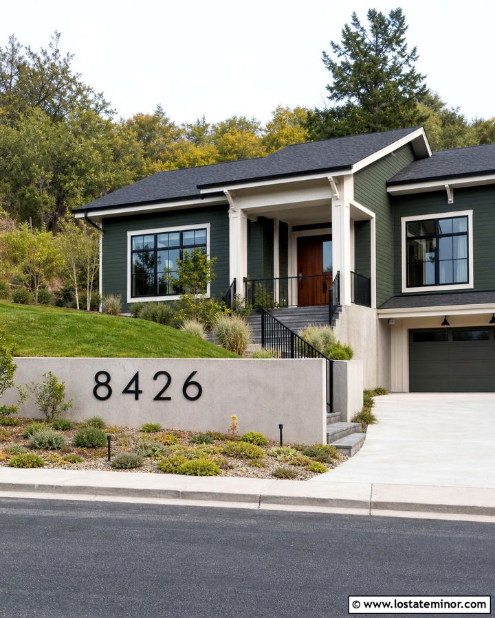 Moss Green House With Retaining Wall Numbers - 30 Moss Green House Design With House Numbers Ideas