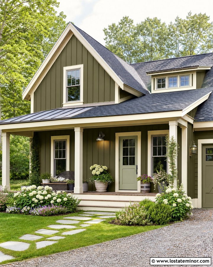 Moss Green House With Sage Green Front Door - 30 Moss Green House Design With Front Door Ideas