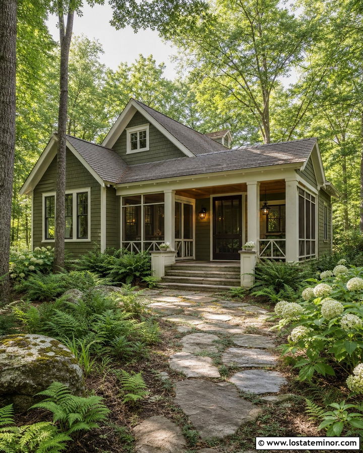 Moss Green House With Screened Front Porch - 30 Moss Green House Design With Front Porch Ideas