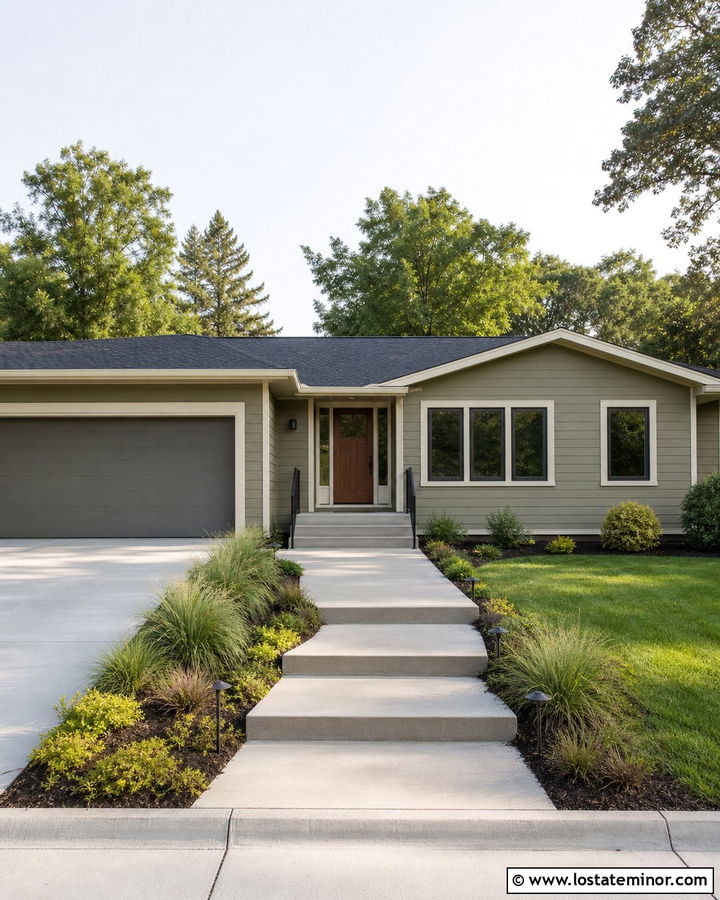 Moss Green House With Shallow Entry Steps - 30 Moss Green House Design With Steps Ideas