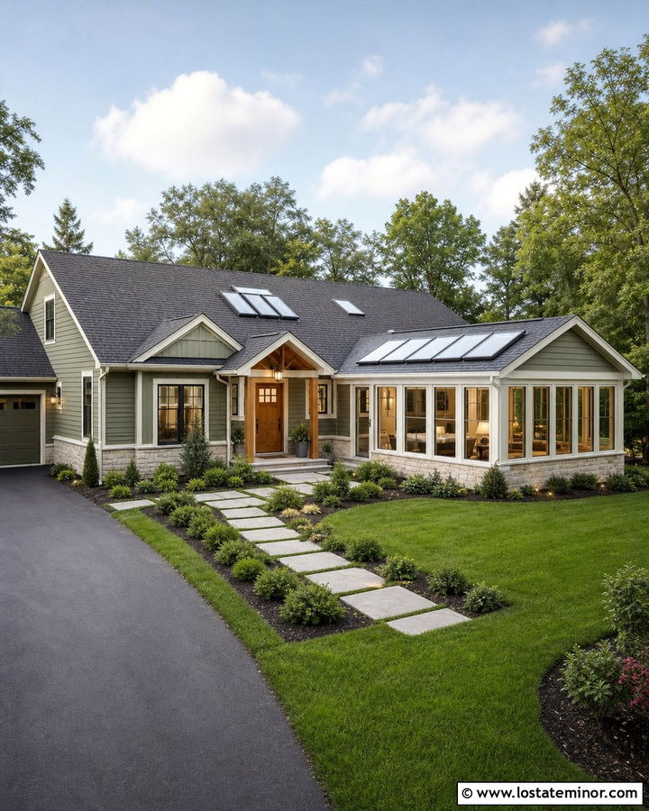 Moss Green House With Skylight Sunroom - 30 Moss Green House Design With Sunroom Ideas