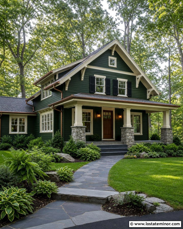 Moss Green House With Slate Walkway - 30 Moss Green House Design With Walkway Ideas