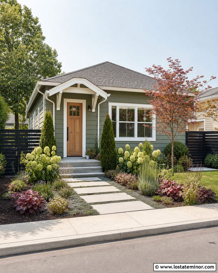 Moss Green House With Small Front Yard - 30 Moss Green House Design With Front Yard Ideas