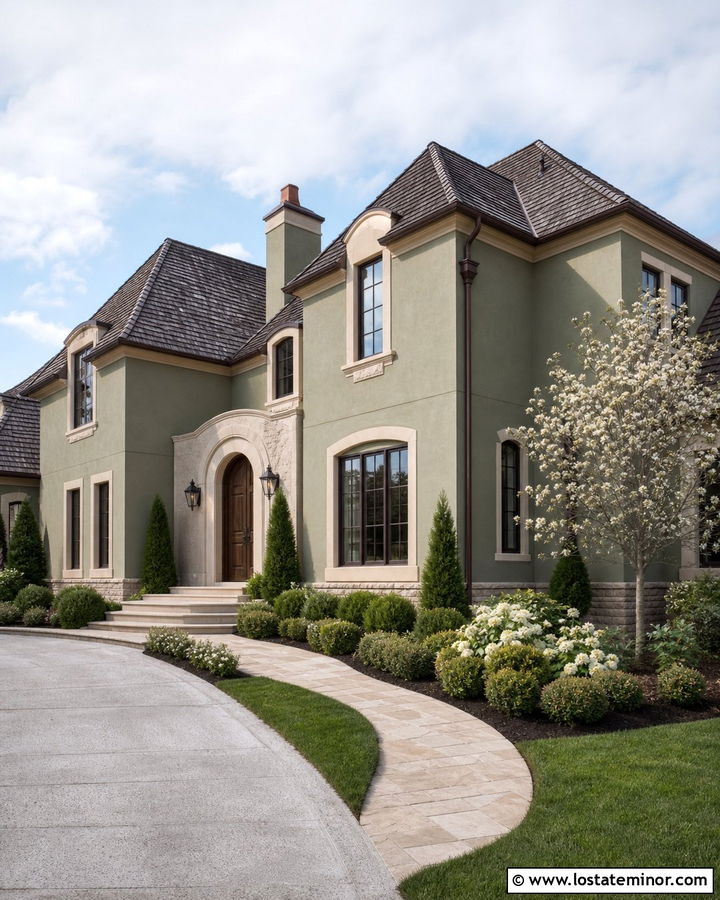Moss Green House With Stone Window Surrounds - 30 Moss Green House Design With Window Frames Ideas