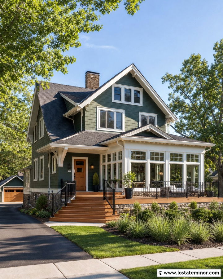 Moss Green House With Sunroom And Deck - 30 Moss Green House Design With Sunroom Ideas