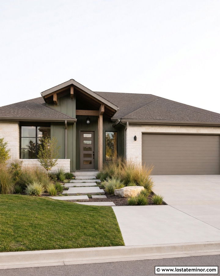 Moss Green House With Taupe Entry Door - 30 Moss Green House Design With Entry Door Ideas