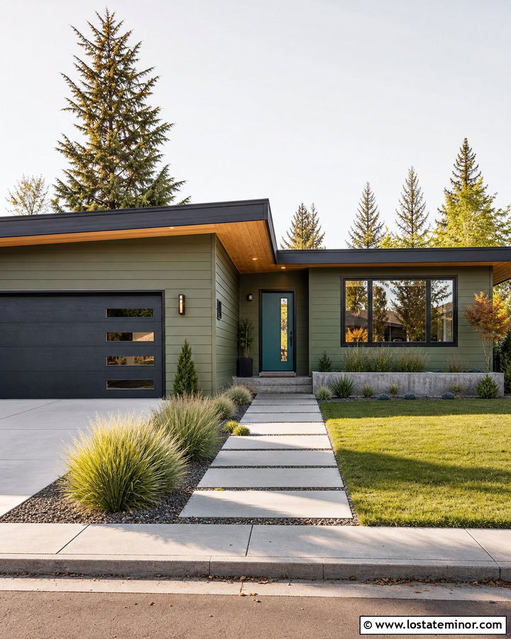 Moss Green House With Teal Front Door - 30 Moss Green House Design With Front Door Ideas