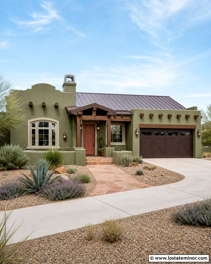 Moss Green House With Terracotta Front Door - 30 Moss Green House Design With Front Door Ideas