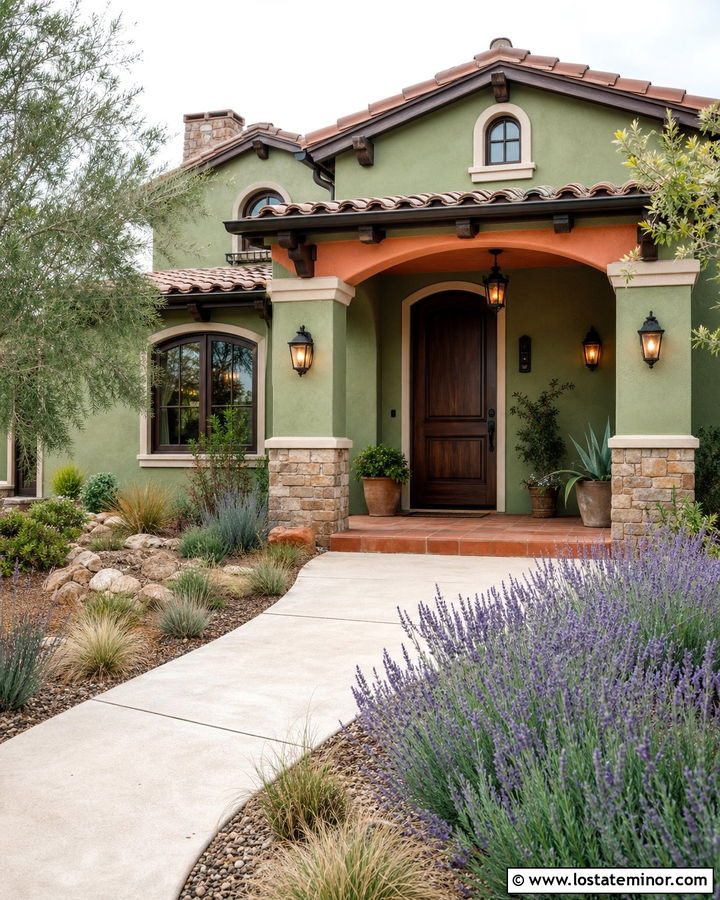 Moss Green House With Terracotta Porch Ceiling - 30 Moss Green House Design With Porch Ceiling Ideas