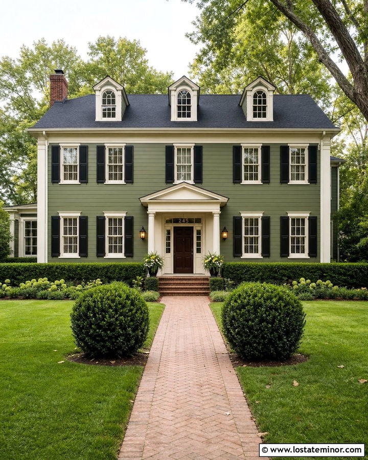 Moss Green House With Transom Address Numbers - 30 Moss Green House Design With House Numbers Ideas