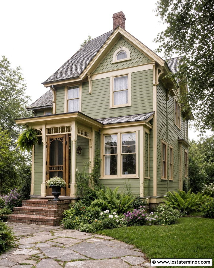 Moss Green House With Vintage Screen Door - 30 Moss Green House Design With Screen Door Ideas