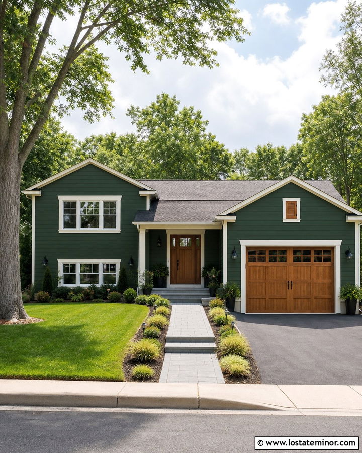 Moss Green House With Walkway From Driveway - 30 Moss Green House Design With Walkway Ideas
